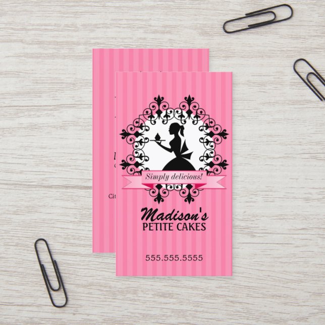 Eleganter kleiner Kuchen Visitenkarte (Vorderseite/Rückseite Beispiel)