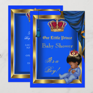 Eleganter kleiner Prinz Baby Shower Junge Blau Einladung