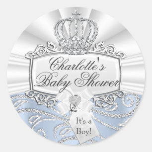 Eleganter kleiner Prinz Diamant Baby Shower Aufkle Runder Aufkleber