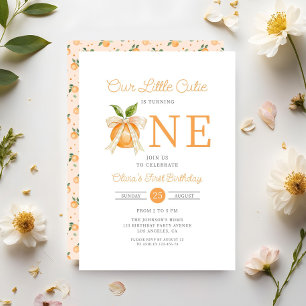 Eleganter kleiner Schatz Orange Citrus 1. Geburtst Einladung
