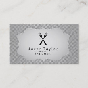 Eleganter Koch Catering Retro Cross Gabel Weißstah Visitenkarte