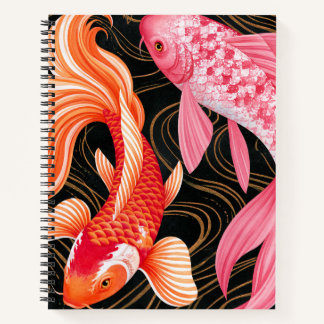 Eleganter Koi-Fisch-Japanische Aquarellmalerei Notizbuch