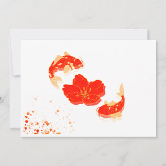 Eleganter Koi Fisch und Rotes Blossom Kunst, Dicht Einladung