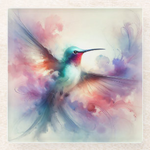 Eleganter Kolibri in Aquarell Glasuntersetzer