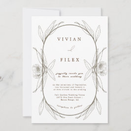 Eleganter Komfort Hochzeit mit grüner Blütenkapsel Einladung