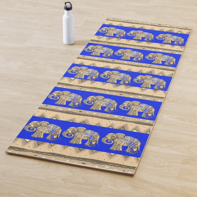 Eleganter Königsblau-Batik-Stammes- indische Yogamatte (Beispiel)