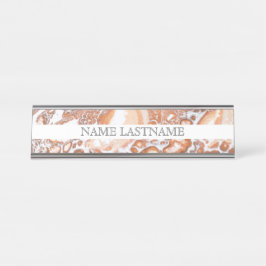 Eleganter Korallenmarmor beruflich Schreibtischnamensplakette