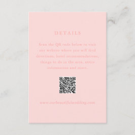 Eleganter Korallenrosa QR-Code Moderne Hochzeit Begleitkarte