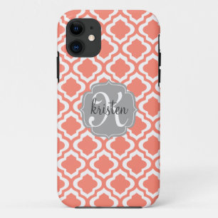 Eleganter korallenroter Marokkaner Quatrefoil iPhone 11 Hülle