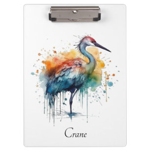 Eleganter Kranich: Aquarell-Kunst, individuell Klemmbrett