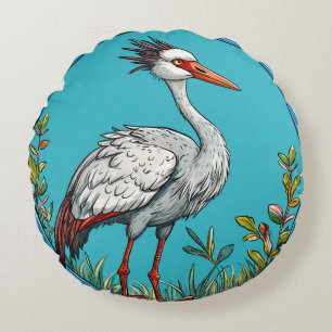 Eleganter Kranich-Vogel-Kunst-Natur-Heimschmuck Rundes Kissen