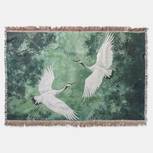 Eleganter Kranwirt - Vögel japanischen Stils Decke (Vorderseite)