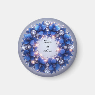 Eleganter Kranz mit blauen Blumen Magnet