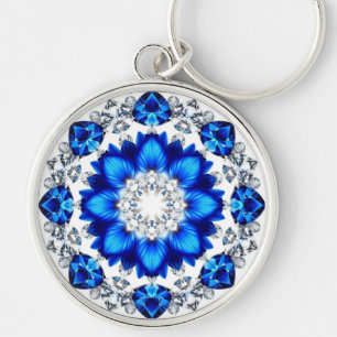 Eleganter Kranz mit blauen Blumen Schlüsselanhänger
