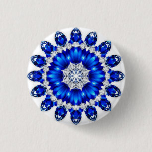 Eleganter Kranz verziert mit blauen Blumen Button