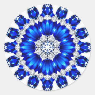 Eleganter Kranz verziert mit blauen Blumen Runder Aufkleber
