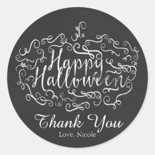 Eleganter Kreidetafel-Kürbis Frohes Halloween Runder Aufkleber