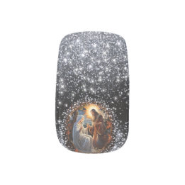 Eleganter Krippe Scene Imitate Glitzer Minx Nagelkunst
