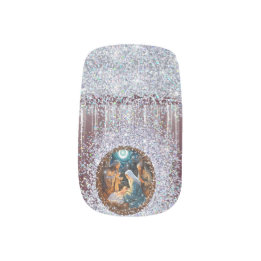 Eleganter Krippe Scene Red Imitats Glitzer Minx Nagelkunst