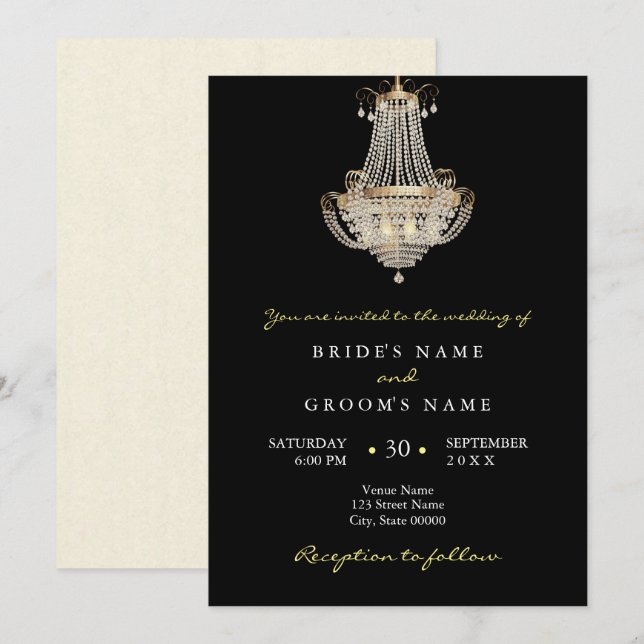 Eleganter Kristallkronleuchter - Einladung (Vorne/Hinten)