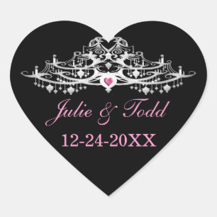 Eleganter Kronleuchter Save The Date Hochzeit Herz-Aufkleber
