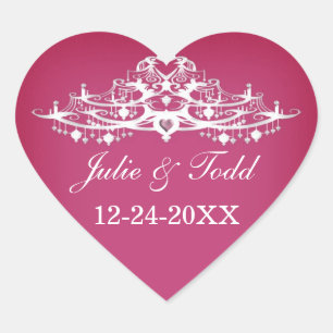 Eleganter Kronleuchter Save The Date Hochzeit Herz-Aufkleber