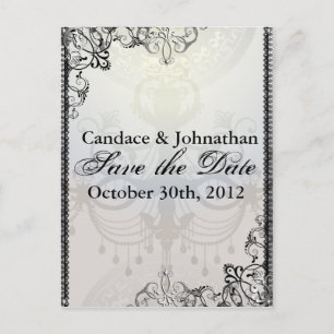 Eleganter Kronleuchter & Schnörkel Save-the-Date Ankündigungspostkarte
