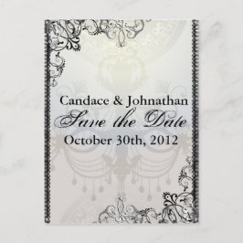 Eleganter Kronleuchter und Schnörkel Save the Date Ankündigungspostkarte
