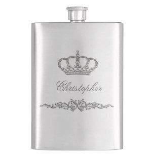 Eleganter Kronprinz König Monogramm Flachmann