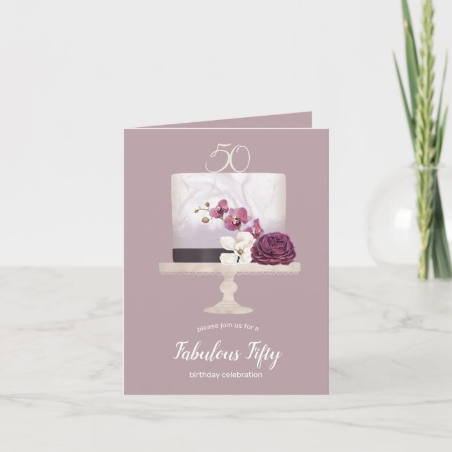 Eleganter Kuchen fabelhafte Faltkarte zum 50. Gebu (Vorderseite)