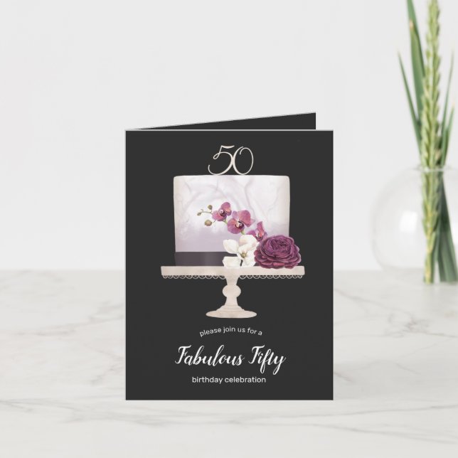 Eleganter Kuchen fabelhafte Faltkarte zum 50. Gebu (Vorderseite)