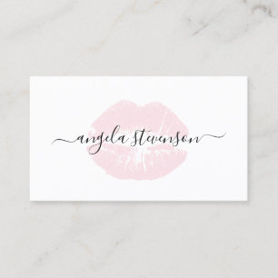 Eleganter Kükenpastellrosalippenlogo-Maskenbildne Visitenkarte