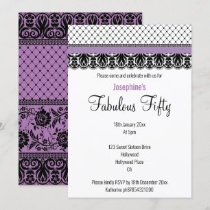 ELEGANTER KUNSTSTOM FABULOUS AN 50 LILA FLÄCHE EINLADUNG