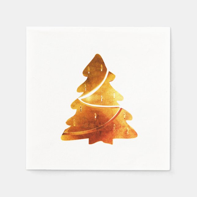 Eleganter Kupfer Brown Weihnachtsbaum Serviette (Vorderseite)
