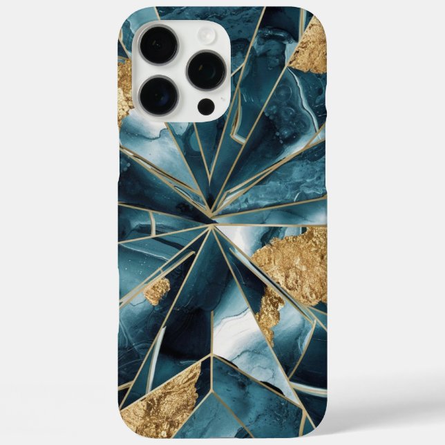 Eleganter Kupfer | Feminine Opulent Aquamarin Gold iPhone 16 Pro Max Hülle (Rückseite)