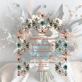 Eleganter Kupfer und türkisfarbener Blumenkreislau Acryleinladungen