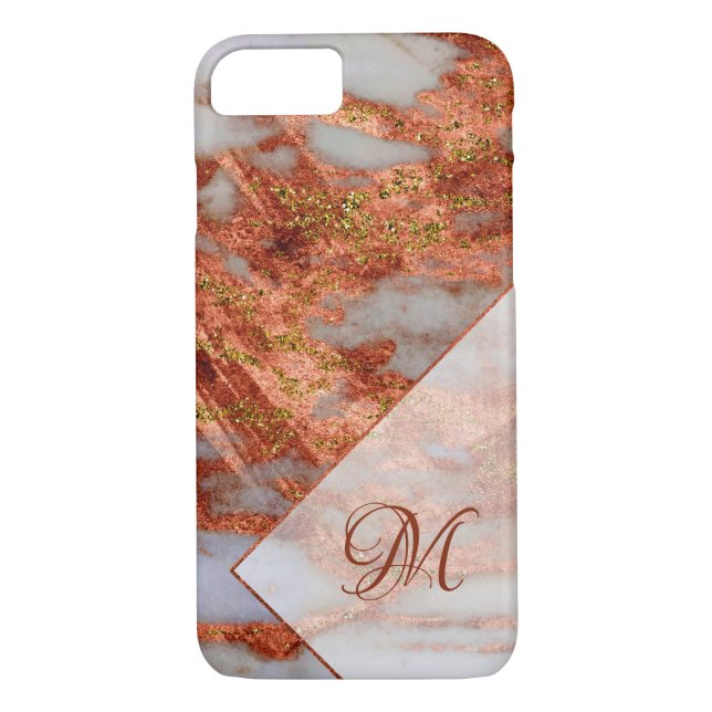 Eleganter Kupfermarmor Gold Glitzer Geometric Case-Mate iPhone Hülle (Rückseite)