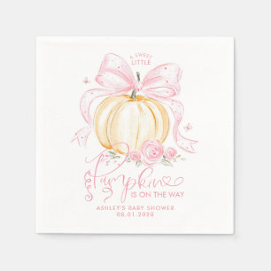 Eleganter Kürbis mit rosa Schleife, Herbst-Baby-Pa Serviette