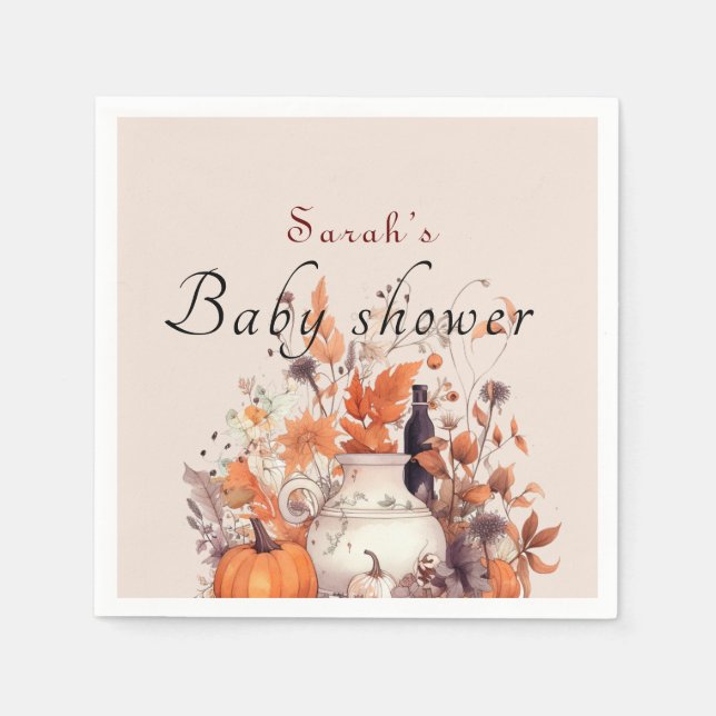 Eleganter Kürbisfall Baby-Dusche Serviette (Vorderseite)