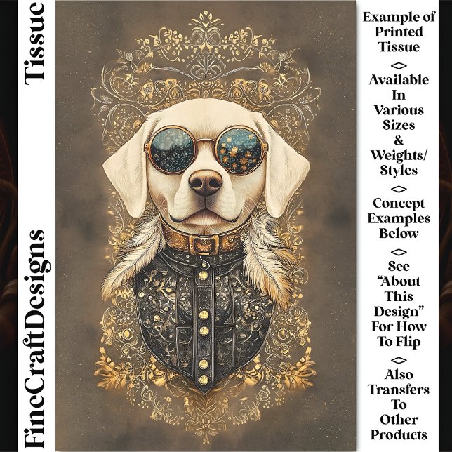 Eleganter Labrador Hund, Gold Filigree CM3 Decoupa Seidenpapier (Von Creator hochgeladen)