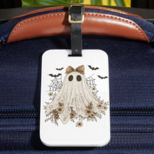 Eleganter Lace Ghost mit Bow   Floral Ghost Gepäckanhänger