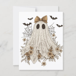 Eleganter Lace Ghost mit Bow   Floral Ghost Postkarte