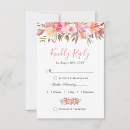 Eleganter Lachs Pink Floral Wedding RSVP