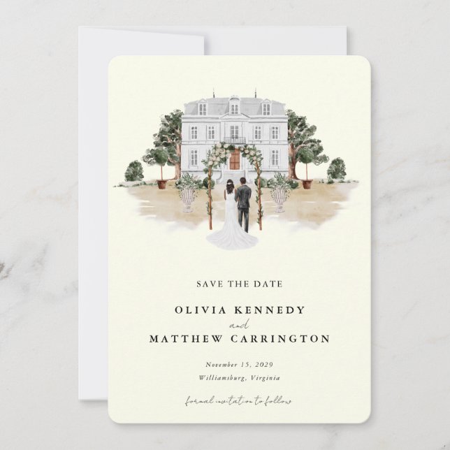 Eleganter Landmanor| Ranch-Foto Save the Date Einladung (Vorderseite)