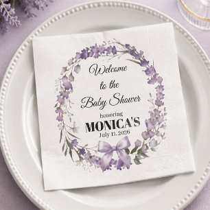 Eleganter Lavendel-Blumenkranz-Baby-Einweihung Serviette