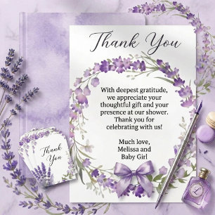 Eleganter Lavendel-Blumenkranz Dankeschön Begleitkarte