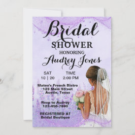 Eleganter Lavendel Bridal Dusche Einladung