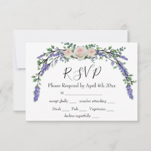 Eleganter Lavendel Eukalyptus Rosenrosen uAwg RSVP Karte