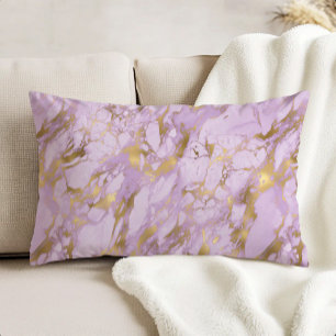 Eleganter Lavendel-Gold-Marmor Dekokissen