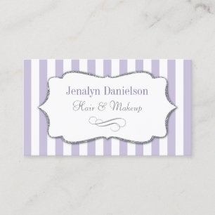 Eleganter Lavendel-lila lila Streifen-silbernes Visitenkarte